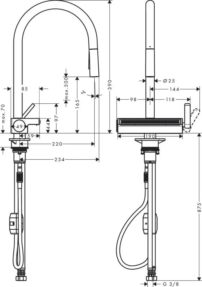 Смеситель для кухни Hansgrohe 73837000, латунь, цвет серебристый