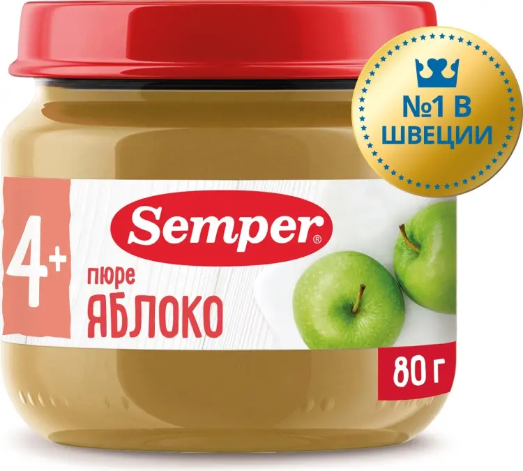 Детское пюре Semper яблоко 80 г, с 4 месяцев купить,NaN
