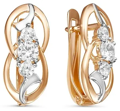 Серьги РусГолдАрт 2407607111 вес 2.75 г золото, фианит купить,187000
