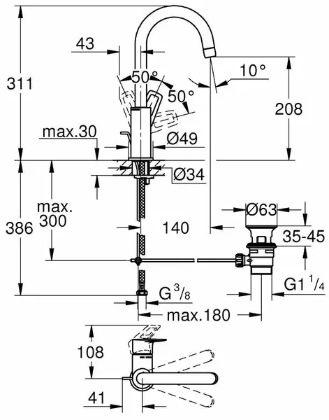 Смеситель Grohe BauLoop 23763, латунь, цвет серебристый купить,NaN