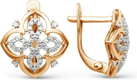 Серьги Династия 001022-1102 вес 2.64 г золото, фианит купить,179520