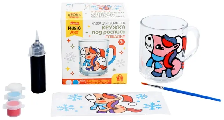 Кружка под роспись «Лошадка» с красками купить,NaN