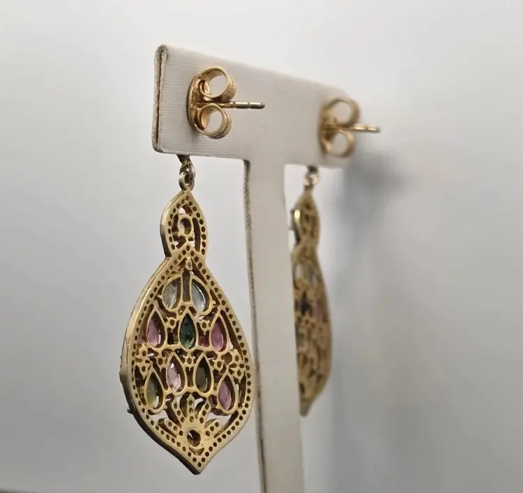 Серьги Deimantas 122977161 вес 9.8 г серебро, бриллиант, турмалин купить,NaN