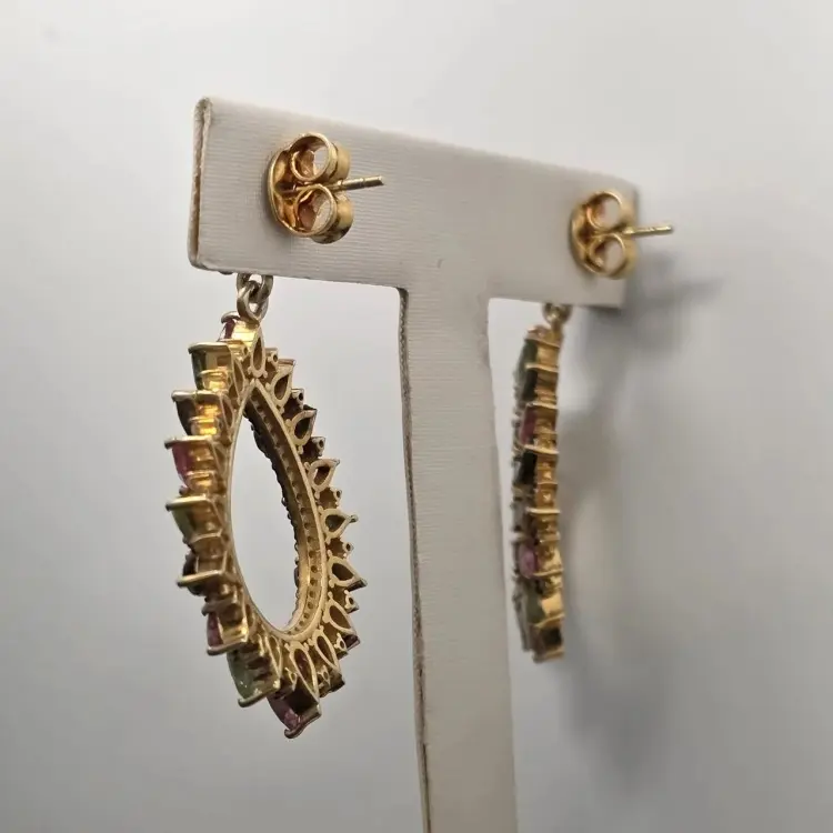 Серьги Deimantas 122977177 вес 11.6 г серебро, бриллиант, турмалин купить,NaN
