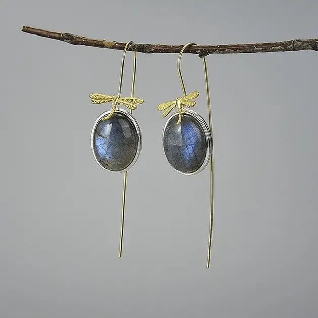 Серьги Deimantas 123951324 вес 9 г серебро, лабрадорит купить,NaN