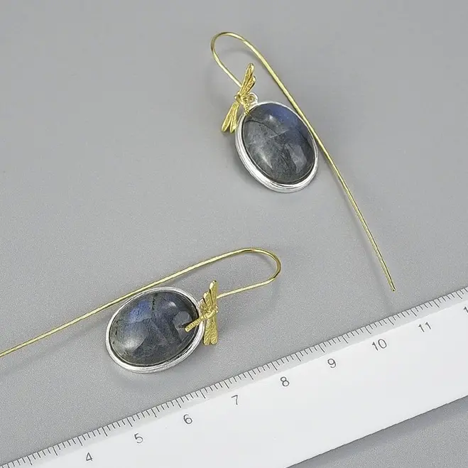 Серьги Deimantas 123951324 вес 9 г серебро, лабрадорит купить,NaN