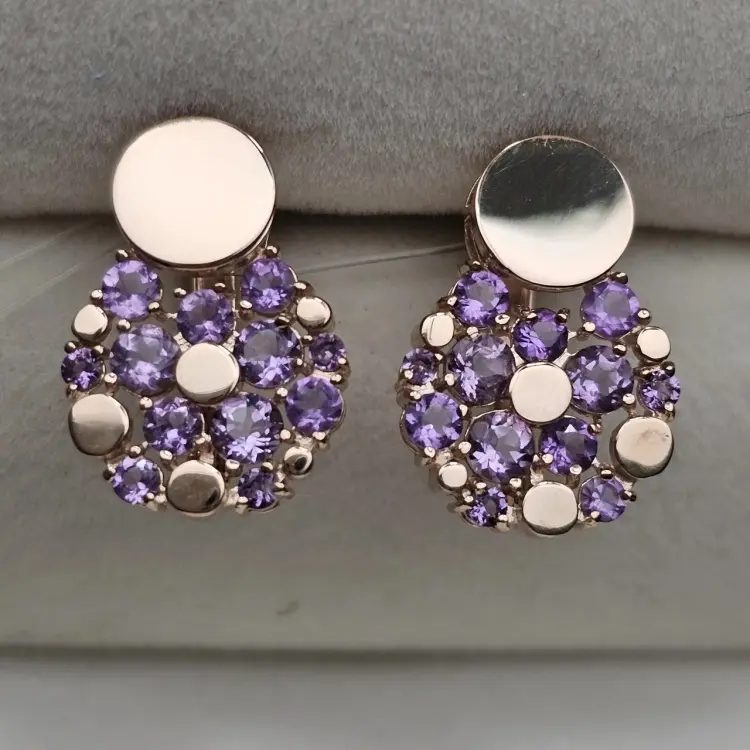Серьги Deimantas 118892348 вес 3.77 г золото, аметист купить,NaN