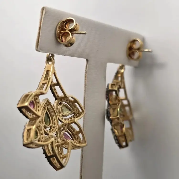 Серьги Deimantas 122977183 вес 12.05 г серебро, бриллиант, турмалин купить,NaN