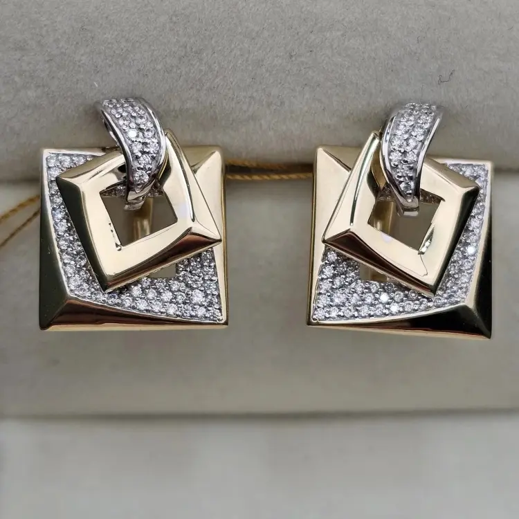 Серьги Deimantas 116265788 вес 7.97 г золото, фианит купить,NaN