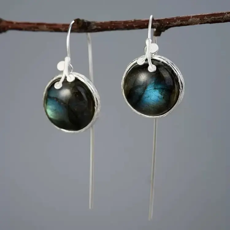 Серьги Deimantas 123938132 вес 6.7 г серебро, лабрадорит купить,NaN