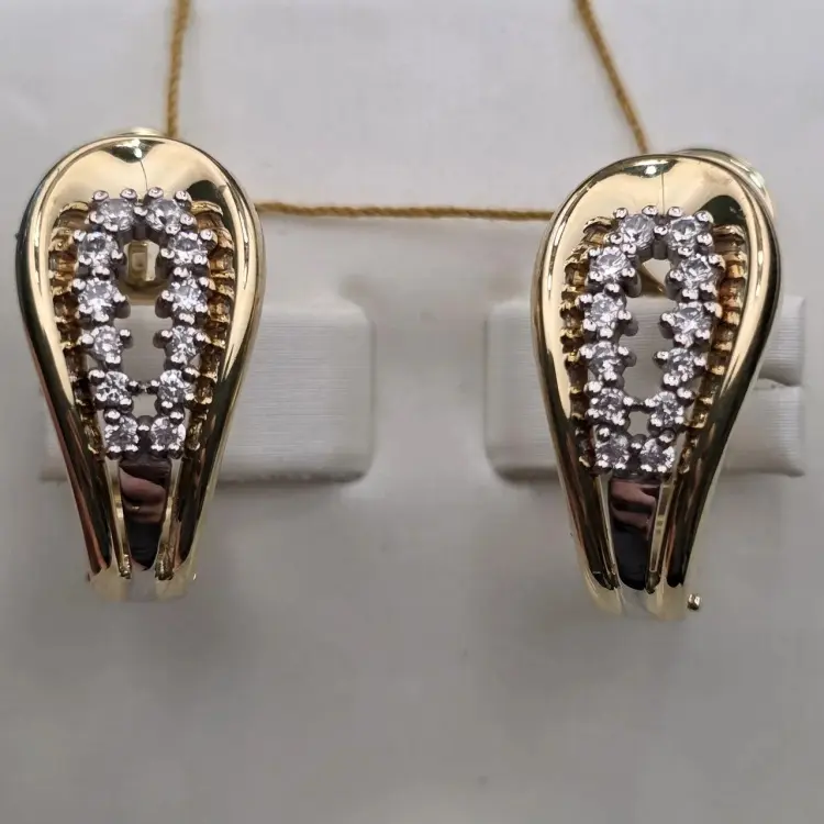 Серьги Deimantas 122665081 вес 9.1 г золото, фианит купить,NaN