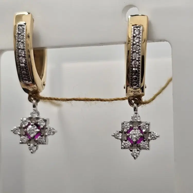 Серьги Deimantas 119691814 вес 4.78 г золото, фианит, нанорубин купить,NaN