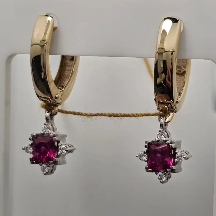 Серьги Deimantas 119691814 вес 4.78 г золото, фианит, нанорубин купить,NaN