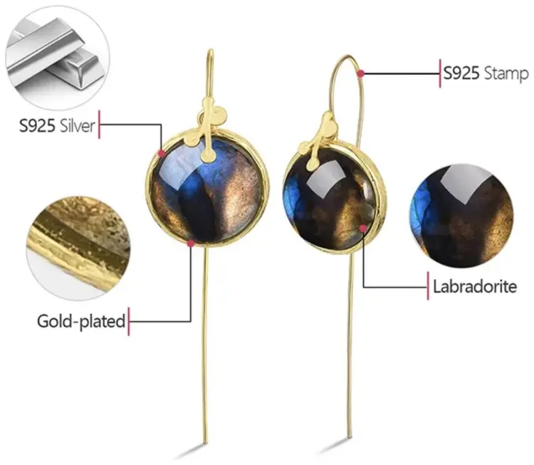 Серьги Deimantas 123938133 вес 7.02 г серебро, лабрадорит купить,NaN