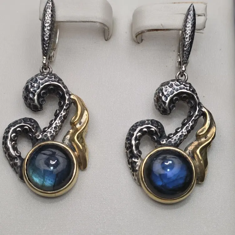 Серьги Deimantas 123917527 вес 17.4 г серебро, лабрадорит купить,NaN
