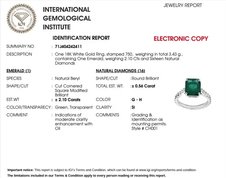 Deimantas 122595762 размер 17 вес 3.43 г золото, бриллиант, изумруд купить,NaN