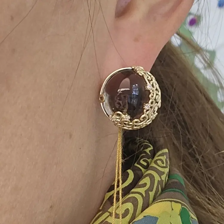 Серьги Deimantas 119692261 вес 7.79 г золото, фианит, раухтопаз купить,NaN
