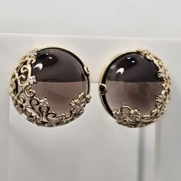Серьги Deimantas 119692261 вес 7.79 г золото, фианит, раухтопаз купить,NaN