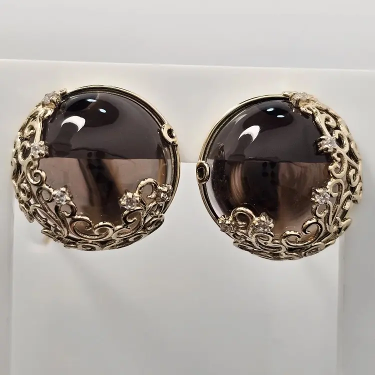 Серьги Deimantas 119692261 вес 7.79 г золото, фианит, раухтопаз купить,NaN