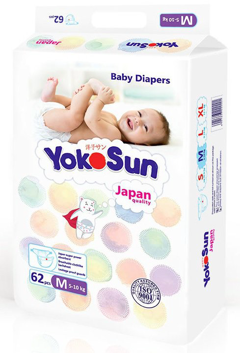 Подгузники Yokosun M 5-10кг 62шт