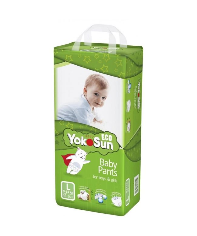 Подгузники-трусики Yokosun Eco L 9-14кг 44шт купить,NaN