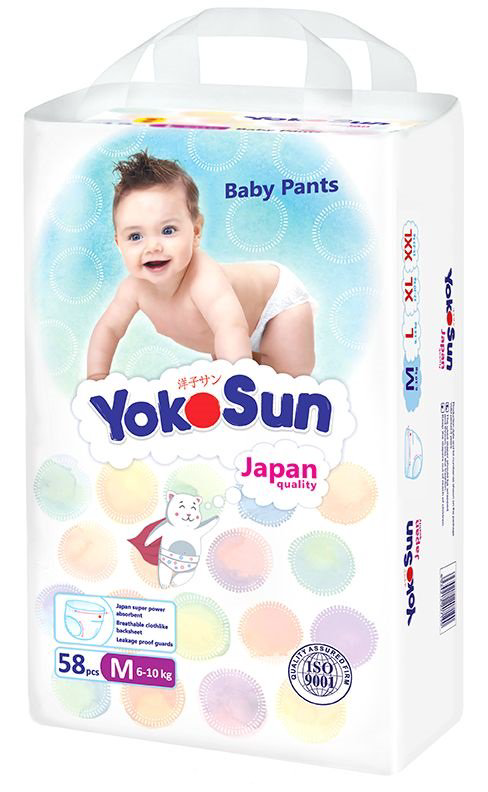 Подгузники-трусики Yokosun M 6-10кг 58шт купить,NaN