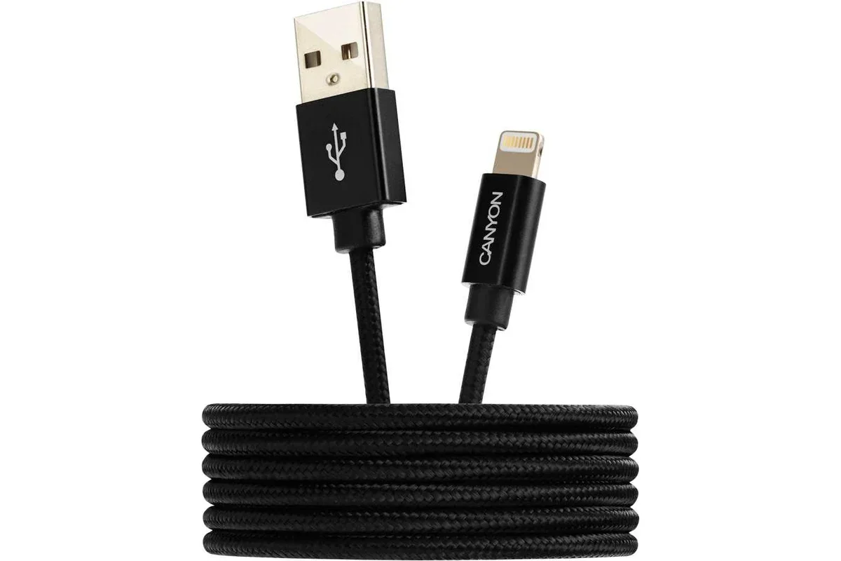 Кабель Canyon MFI-3 CNS-MFIC3B Black - ForteMarket Кабель Canyon MFI-3 CNS-MFIC3B Black купить,0