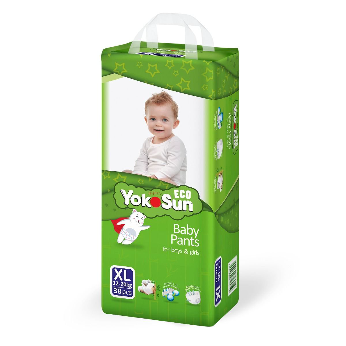 Подгузники-трусики Yokosun Eco XL 12-20кг 38шт купить,NaN