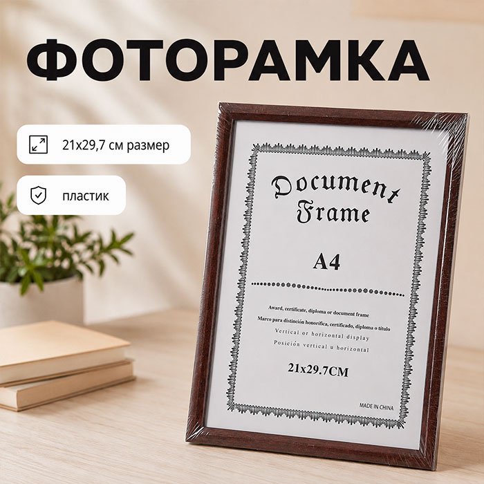 Рамка прямоугольная 21x30 см Рамка, пластик купить,NaN