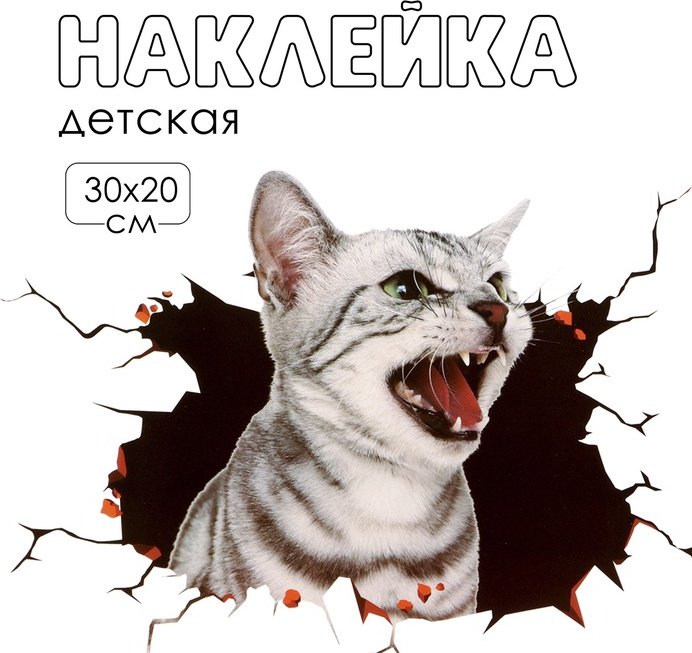 Наклейка интерьерная Take It Easy Котик шипит, 10059179 30x20 см купить,NaN