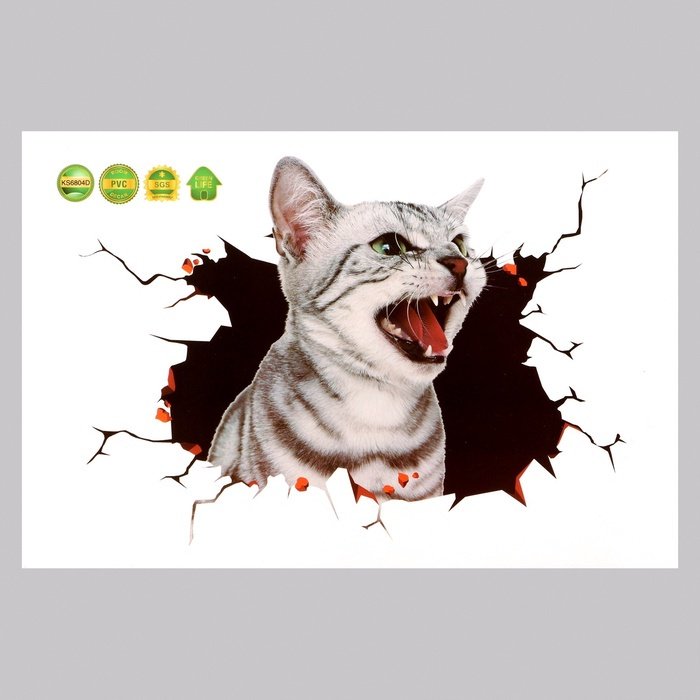 Наклейка интерьерная Take It Easy Котик шипит, 10059179 30x20 см купить,NaN