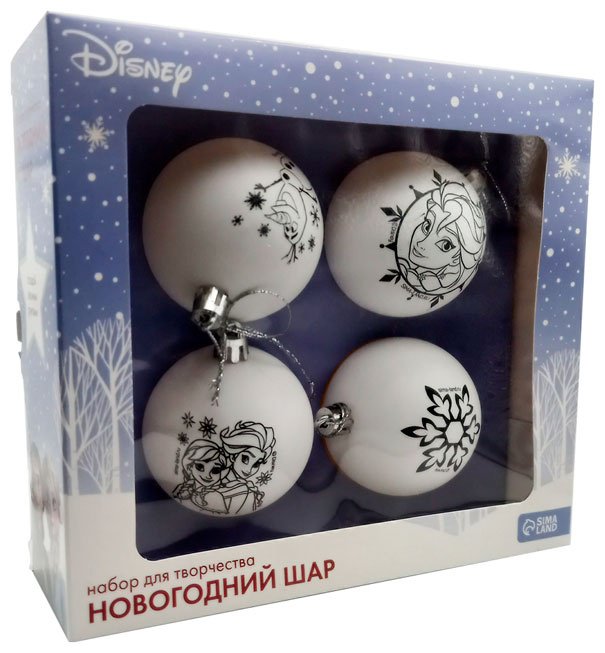 Disney шар под роспись пластик 4 шт, белый купить,NaN