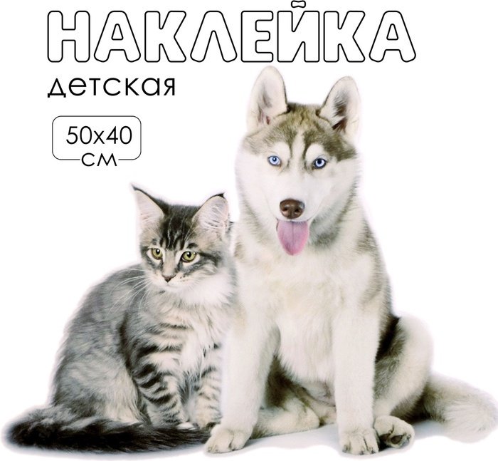 Наклейка интерьерная Take It Easy Домашние питомцы: кот и собака, 10059186 50x40 см купить,NaN
