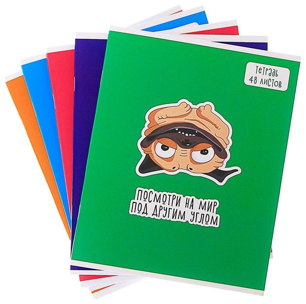 Набор общих тетрадей Calligrata Мопс, 48 л, А5+, клетка, мягкая обложка, 5 шт купить,NaN