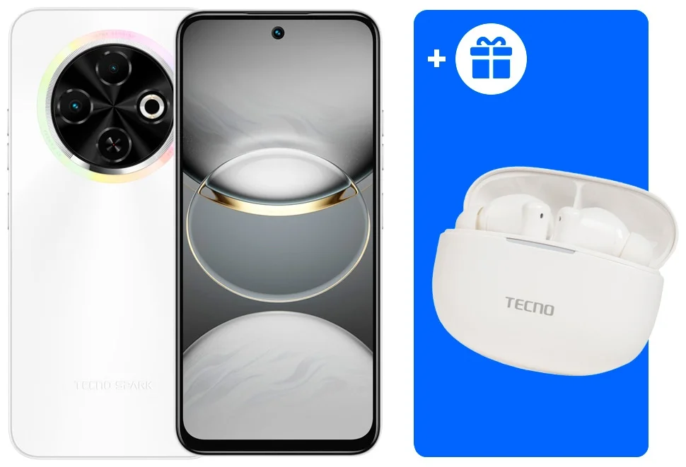 Смартфон Tecno Spark 30C 4/128Gb Orbit White+Подарок купить,NaN