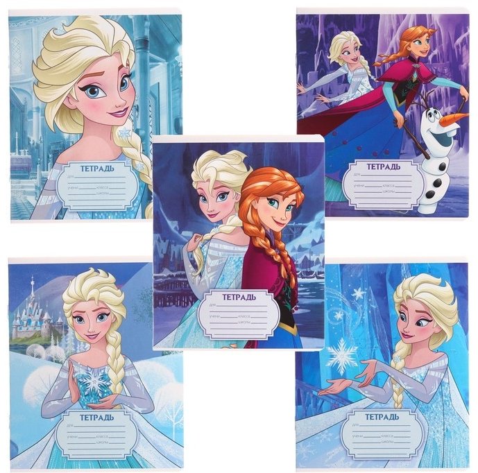 Набор школьных тетрадей Calligrata Холодное сердце, 12 л, А5, клетка, мягкая обложка, 5 шт купить,NaN
