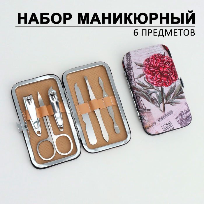 QF набор маникюрных инструментов Пион, 4103695 6 шт купить,NaN