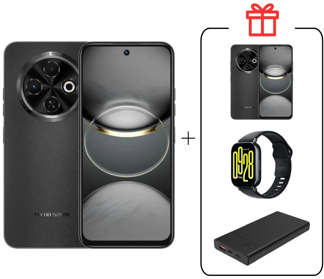 Смартфон Tecno Spark 30C 4/128Gb Orbit Black+Подарок купить,NaN
