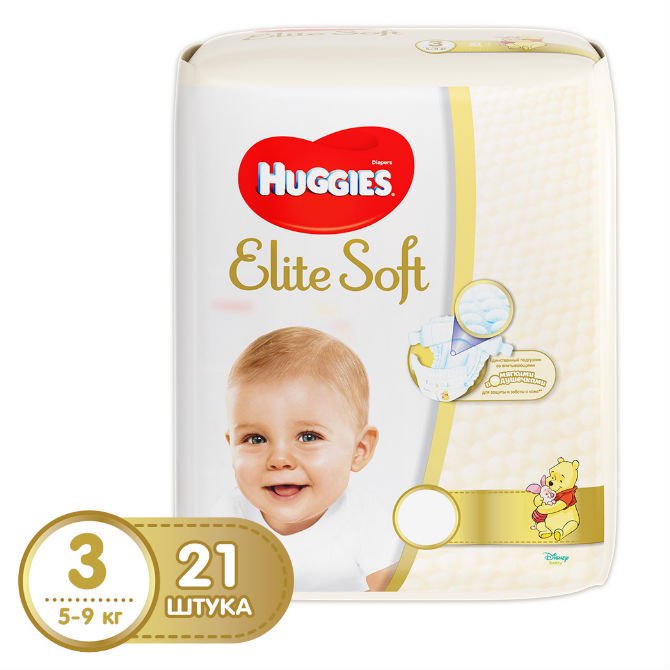 Подгузники Huggies Elite Soft 3 (5-9кг) 21шт