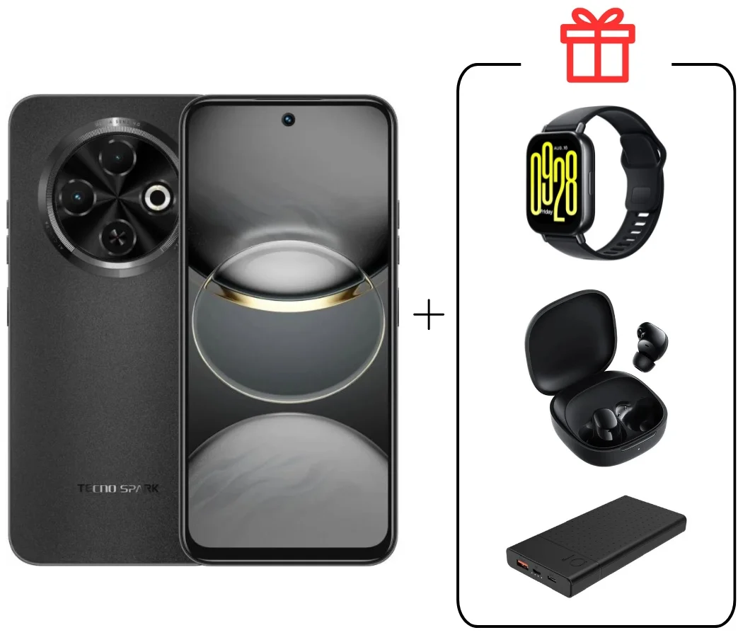 Смартфон Tecno Spark 30C 6/128Gb Orbit Black+Подарок купить,NaN
