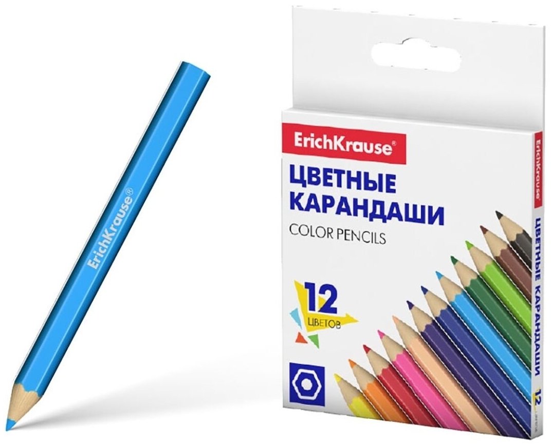 Цветной карандаш Erich Krause форма шестигранная 12 шт купить,NaN