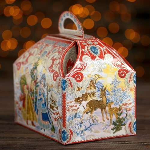 Коробка Праздничный в красном 1 шт, 24х12х18 см купить,NaN