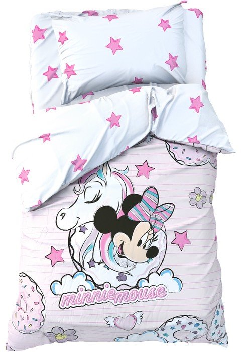 Комплект Disney Minnie Mouse с единорогом 1.5-спальный поплин, 1 наволочка: 50x70 см купить,NaN