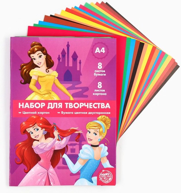 Набор Disney Принцессы, односторонний, двусторонний А4, 8 л купить,NaN