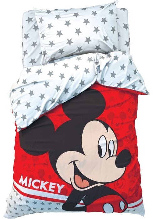 Комплект Disney Микки Маус 1.5-спальный поплин, 1 наволочка: 50x70 см купить,NaN