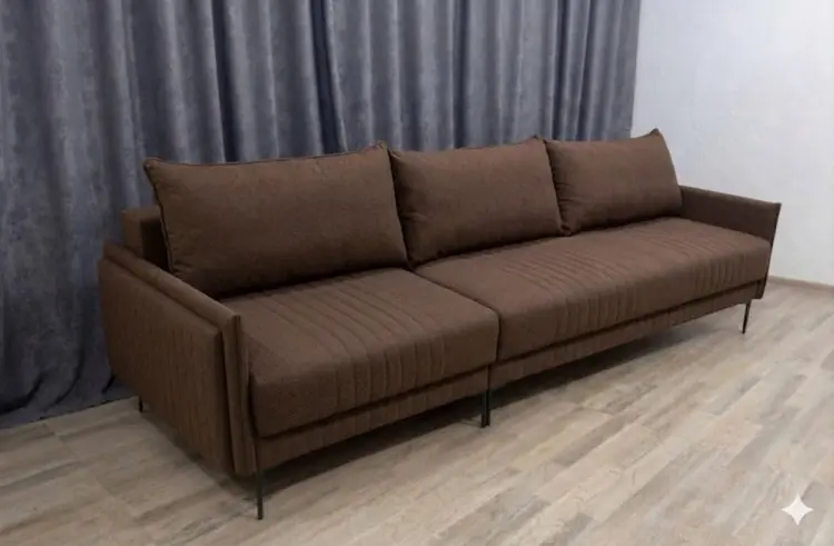 Диван Аврора, 315х110 см, обивка микровелюр, коричневый купить,NaN