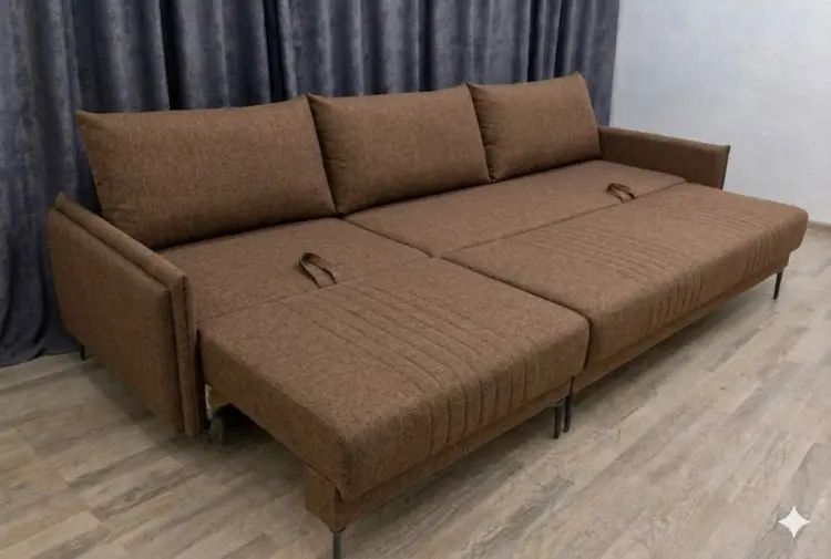 Диван Аврора, 315х110 см, обивка микровелюр, коричневый купить,NaN