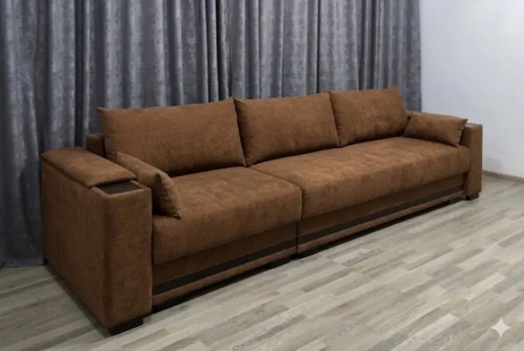 Диван Карат, 350х120 см, обивка букле, коричневый купить,NaN