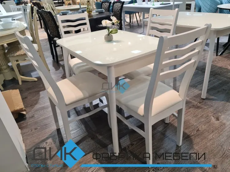 Обеденный стол ДИК DikLine M40 optiwhite, 90х65x75 см, стекло, белый купить,NaN