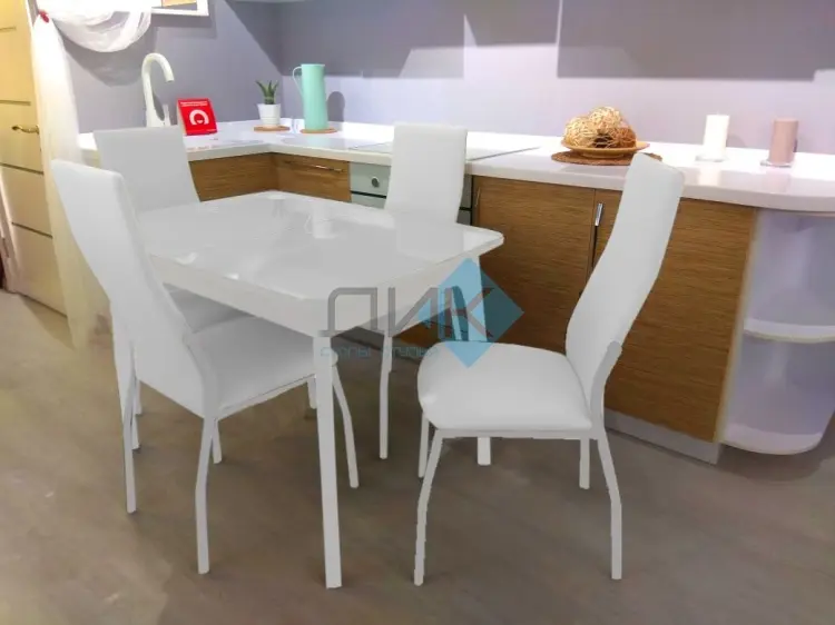 Обеденный стол ДИК DikLine M40 optiwhite, 90х65x75 см, стекло, белый купить,NaN